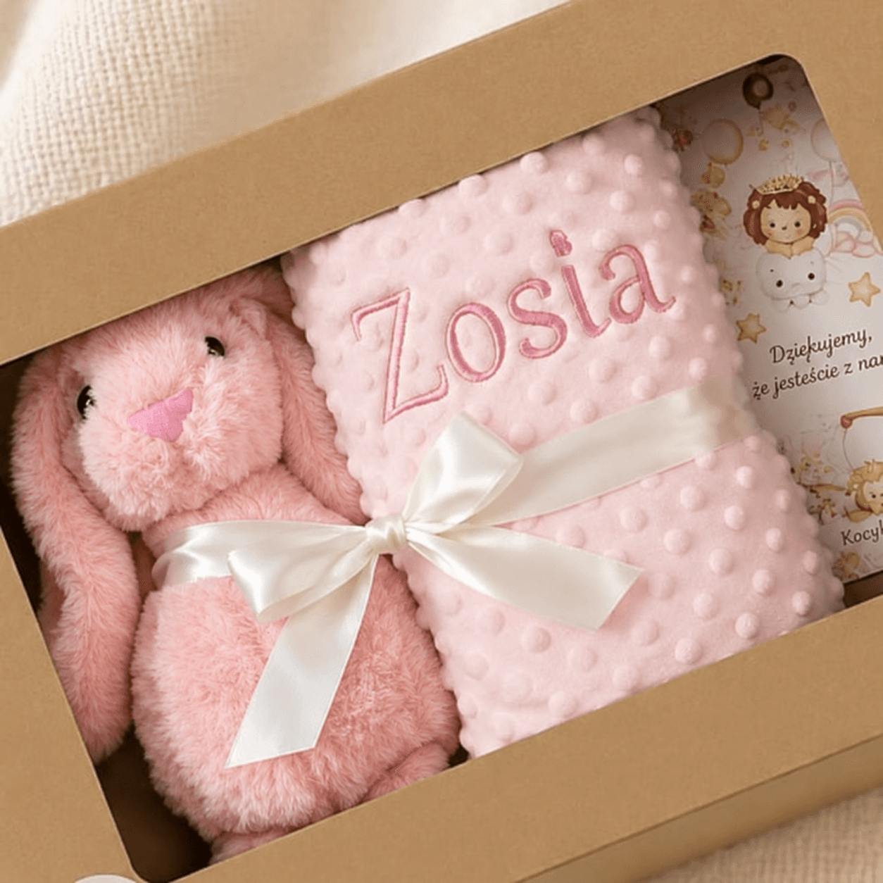 Personalizowany kocyk dziecięcy 50x75 cm z haftem imienia – prezent